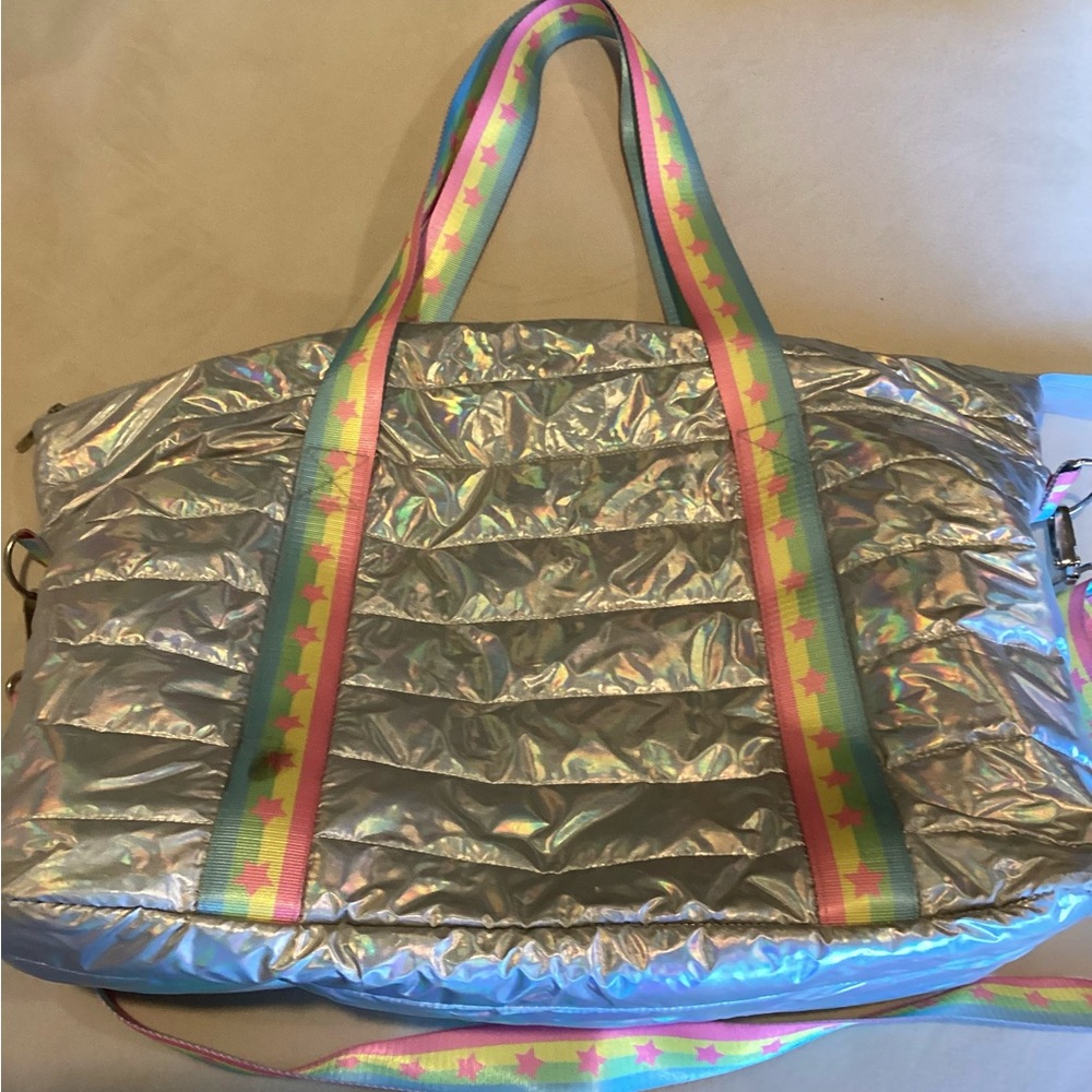 TOPTRENZ Puffer Super shiny silver tote